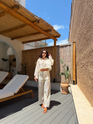 PORTOFINO EMBROIDERY SET – Set din bumbac cu cămașă și pantaloni