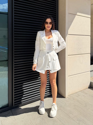 SET CU DUNGI SUBȚIRI, BLEUMARIN – bustieră și pantaloni