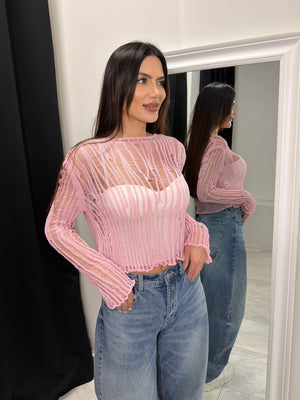 SHEER KNIT CROP TOP
