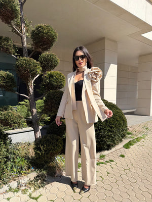 SET CU DUNGI SUBȚIRI, BLEUMARIN – bustieră și pantaloni
