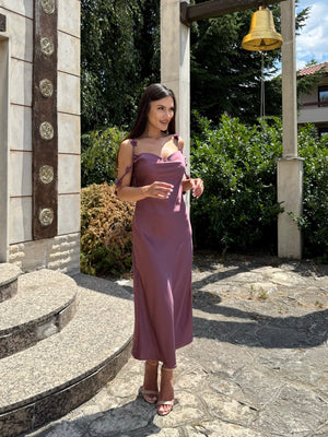 Roché Mauve Luxe – Rochie cu panglici violet cu o nuanță roz