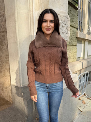 Pulover SOFT FUR – pulover cu guler pufos