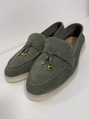 OLIVE WALK - Mocasini din piele întoarsă naturală