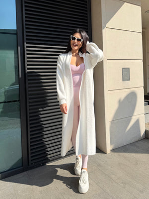 Cozy Luxe White – cardigan lung