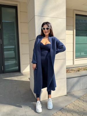 Cozy Luxe Navy – cardigan lung