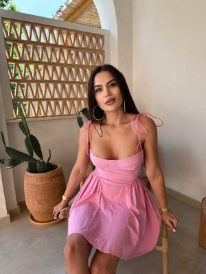 CORSET FLARE MINI DRESS