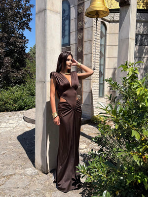 ALLURE – Rochie Maxi cu Decolteu Drapat