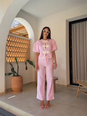 AMÉLIE PINK SET – Set cămașă și pantaloni