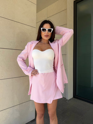 SET CU DUNGI SUBȚIRI, BLEUMARIN – bustieră și pantaloni