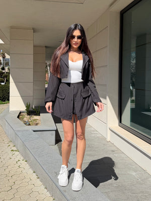 SET CU DUNGI SUBȚIRI, BLEUMARIN – bustieră și pantaloni