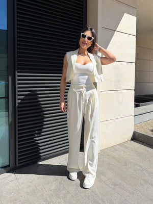 SET CU DUNGI SUBȚIRI, BLEUMARIN – bustieră și pantaloni