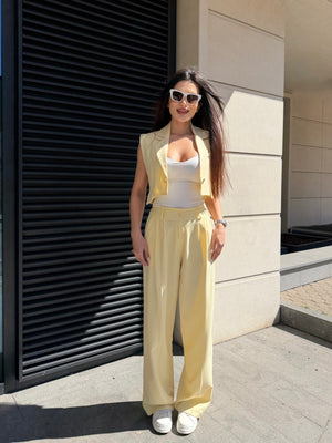 SET CU DUNGI SUBȚIRI, BLEUMARIN – bustieră și pantaloni