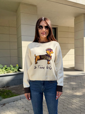 PARIS DACHSHUND – sweater with appliqué