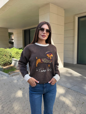 PARIS DACHSHUND – pulover cu aplicație