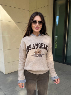 LOS ANGELES TEDDY – pulover cu efect de cămașă