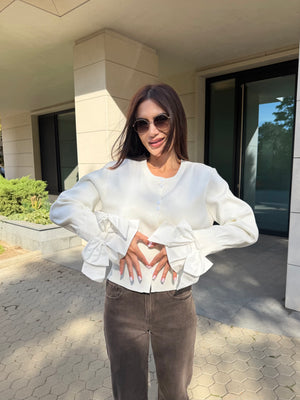 BOW SLEEVE CARDIGAN – cardigan cu funde la mâneci