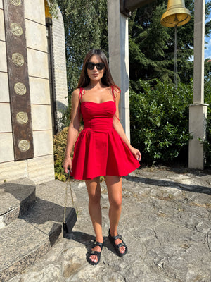 CORSET FLARE MINI DRESS