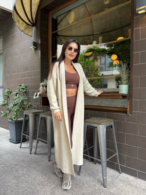 Cozy Luxe Bej – vestă lungă