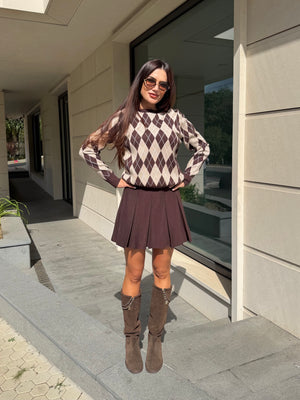 ARGYLE KNIT SWEATER – knitted sweater with diamond pattern