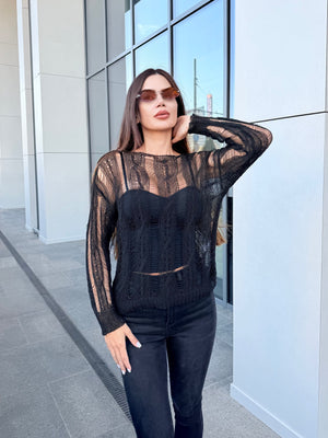 SHEER KNIT TOP – top tricotat transparent