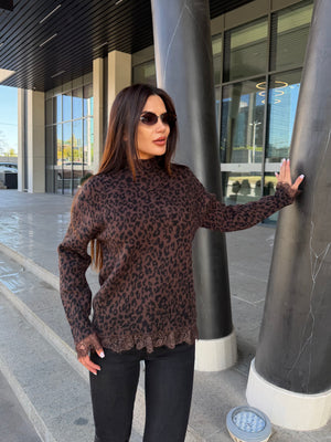LEOPARD LACE KNIT – pulover cu detalii din dantelă