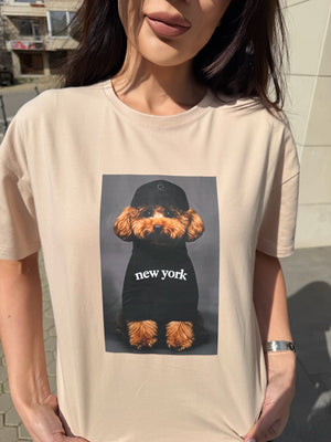 NEW YORK POODLE - Tricou cu imprimeu pudel