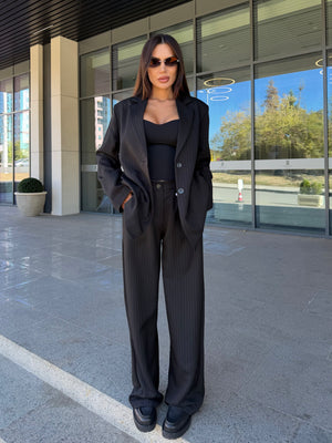 PINSTRIPE BLACK SUIT – blazer and trousers