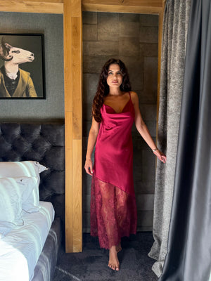 Champagne Glow – satin long dress